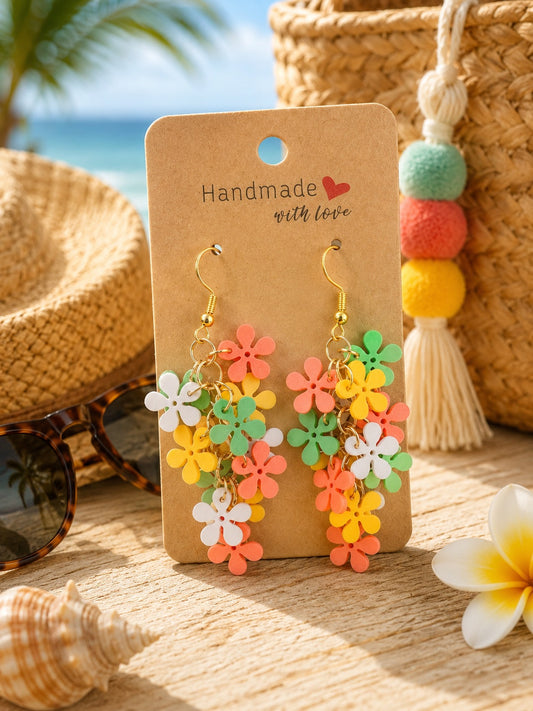Boucles d’oreilles Fleurs en Folie Vacances au Soleil, modèle floral coloré et estival
