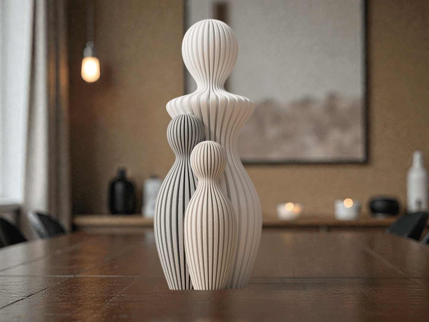 Statue Contemporaine Couple Famille 1 À 4 Enfants Décoration Moderne - DECO ET DESIGN 3D