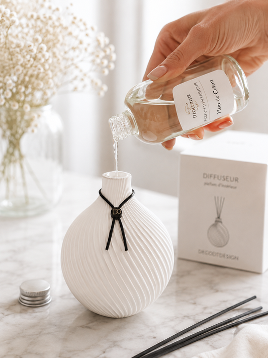 Remplissage d'un diffuseur de parfum Globe imprimé en 3D, guide d'utilisation