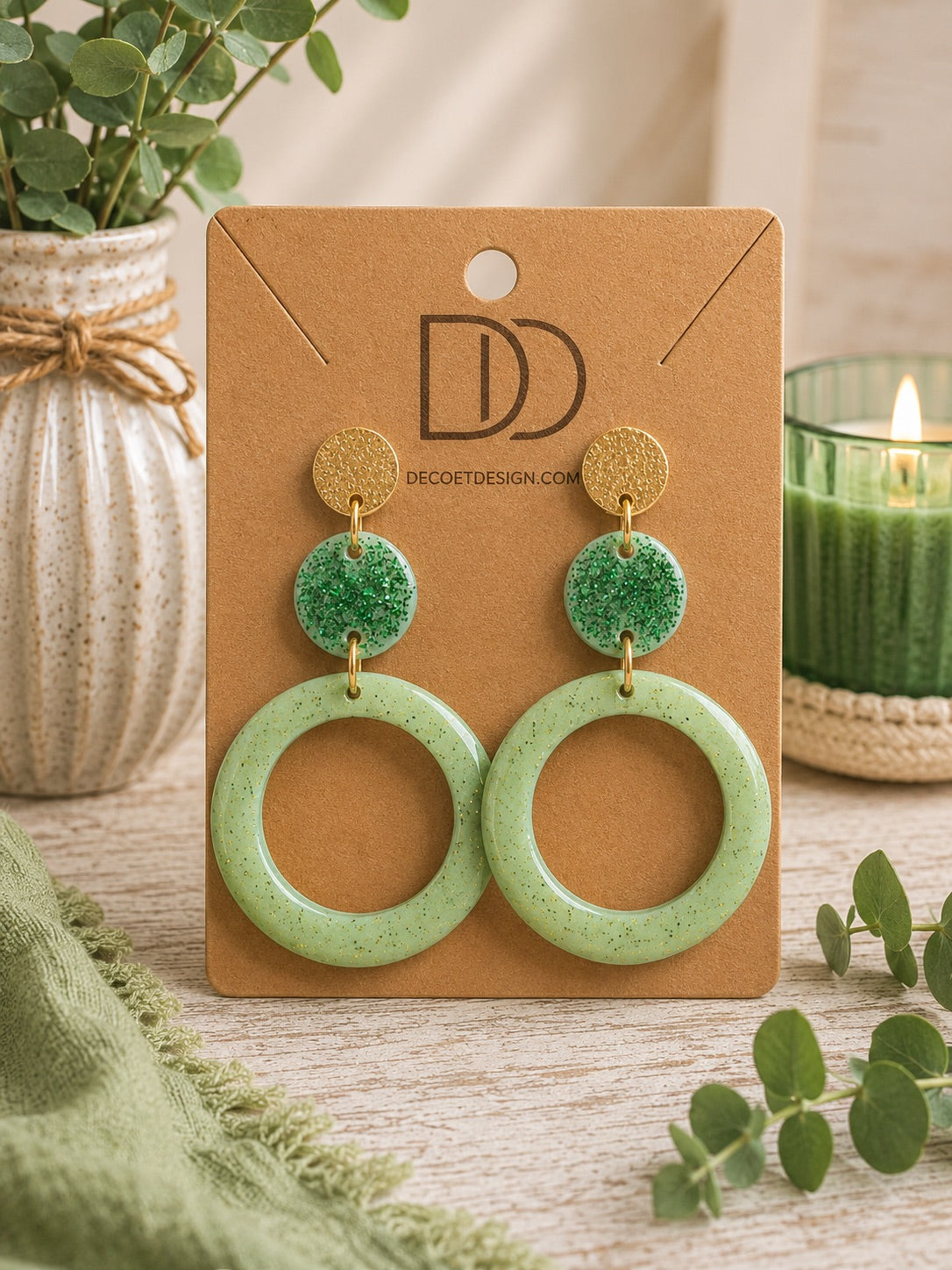 Boucles d’oreilles Dualis Pailletées Forêt Enchantée – finition brillante et pailletée