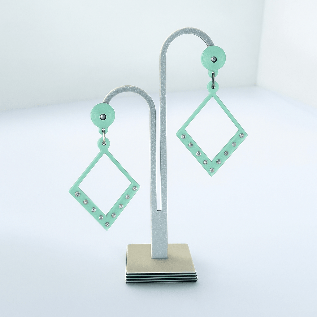 Boucles d'oreilles Astra artisanales – vue du modèle – Decoetdesign3D